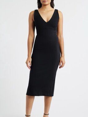 SPANX SPANXshape Ponte V-Neck Sleeveless Midi Dress XL